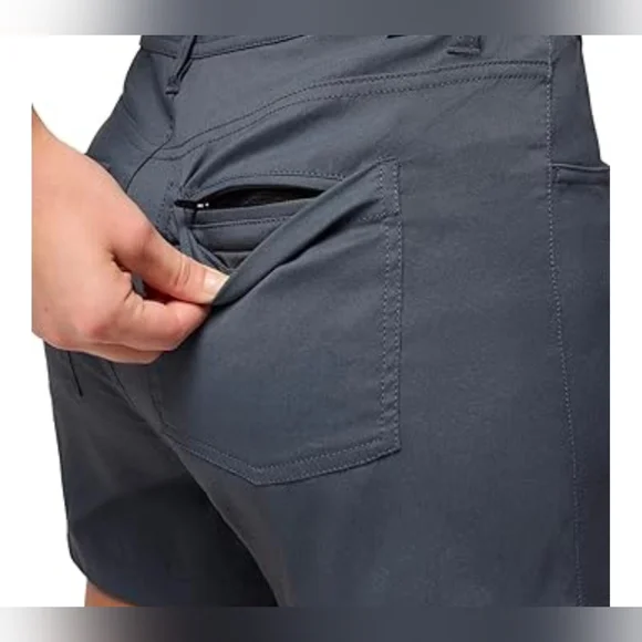 Size 12 prAna Stretch Zion Halle Shorts Thundercloud Gray Color With Pockets - Picture 5 of 9